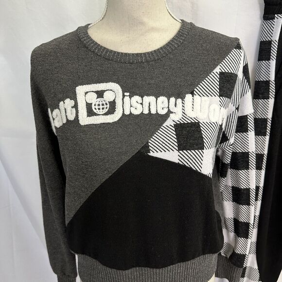 Disney Parks Plaid Patchwork Pullover Sweater Top & Pants Set XS Lounge - Picture 3 of 7